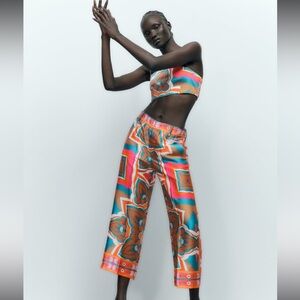 Zara Printed Culotte Trousers NWT